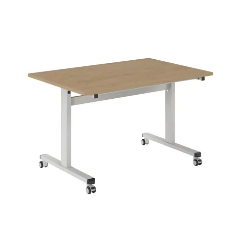 Pro Flip Rectangular Table - W1200 x D800 x H725mm - White Legs - Kendal Oak